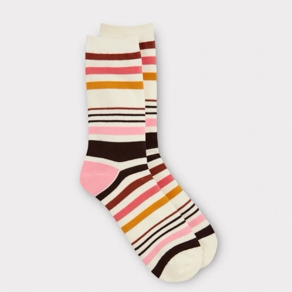 Talbots Trouser Socks Russet Rose Stripe Nwt